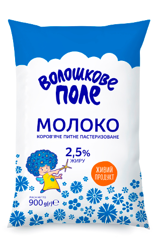 Молоко коров'яче ВОЛОШКОВЕ ПОЛЕ пастеризоване, 2%, 900г
